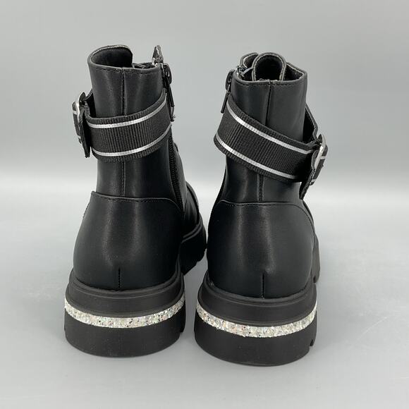 NEW Jessica Simpson Girls Rosa Brooch Embellished Ankle Boots Black Size 4 - Picture 4 of 10